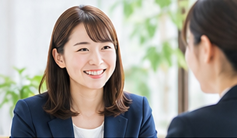 笑顔で相談する日本人女性のイメージ