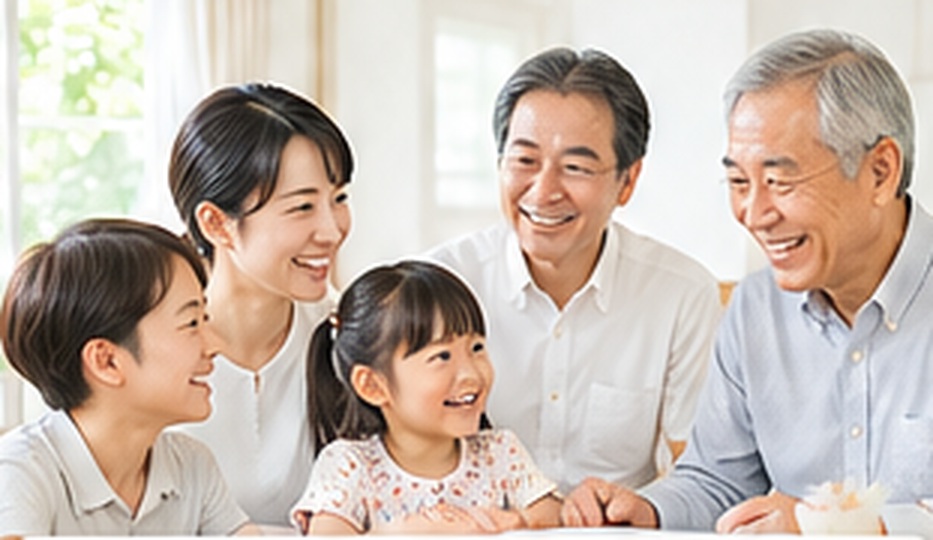 笑顔で過ごす日本人家族のイメージ